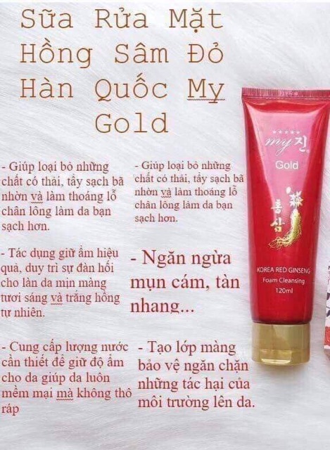 Sữa rửa mặt SÂM ĐỎ / HỒNG SÂM hàn quốc ngăn ngừa mụn