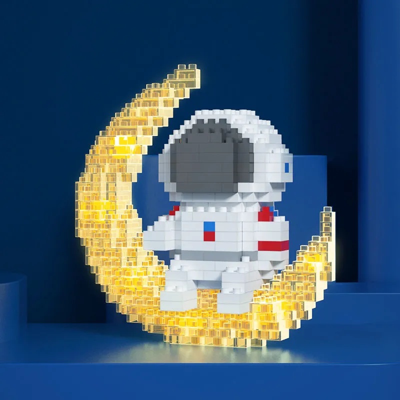 Đồ chơi khối lắp ghép hình phi hành gia mặt trăng cho trẻ nhỏ