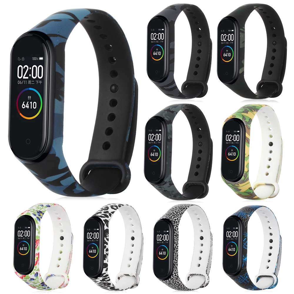 Dây Đeo Cổ Tay Mềm Họa Tiết Rằn Ri Nhiều Màu Sắc Cho Xiaomi Mi Band 4/3