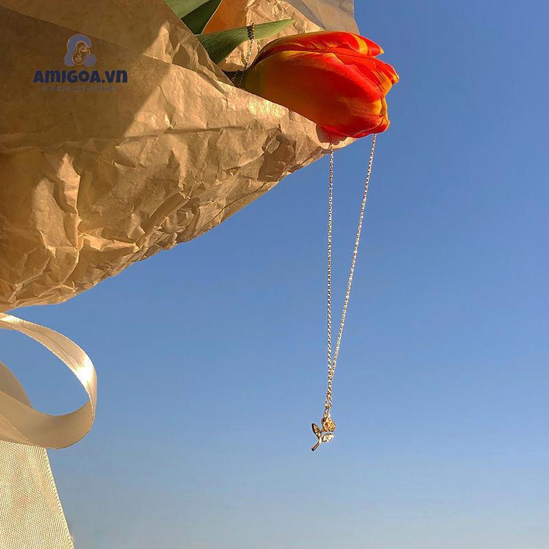 ✨✨Vòng cổ màu vàng thiết kế mặt hoa hồng tinh tế thời trang cho nữ