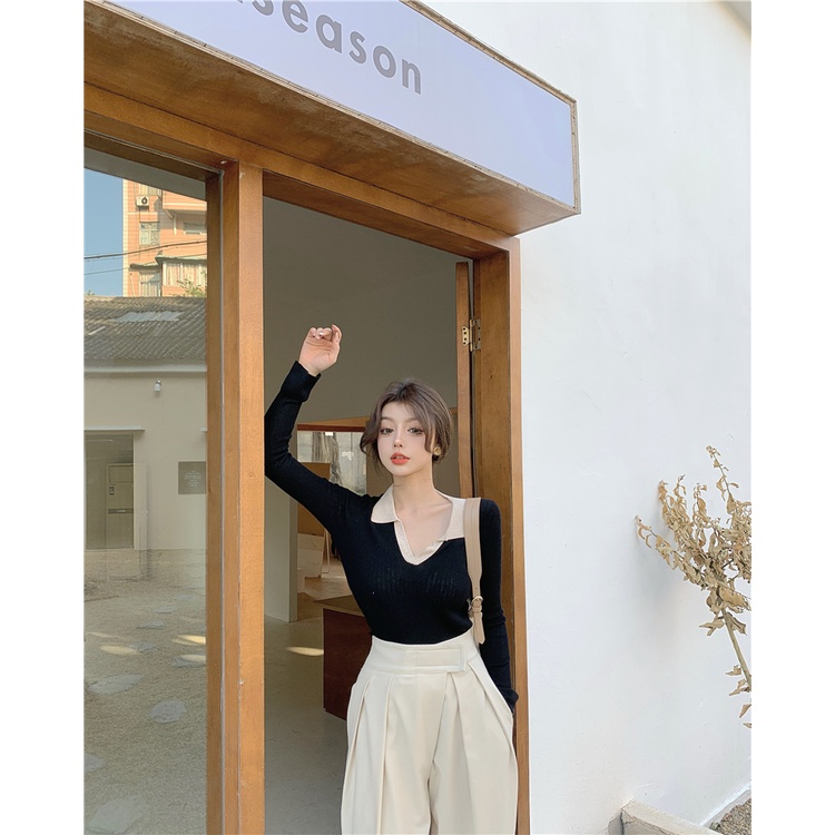 Áo dài tay len tăm cổ V | BigBuy360 - bigbuy360.vn