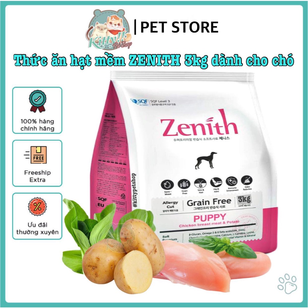 3kg - Thức ăn hạt mềm Zenith Puppy dành cho chó, thức ăn cho chó mọi lứa tuổi vị thịt gà - Kitty Pet Shop BMT