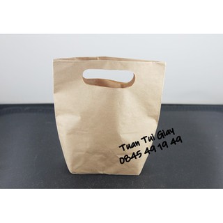 Túi giấy kraft nâu quai hột xoài