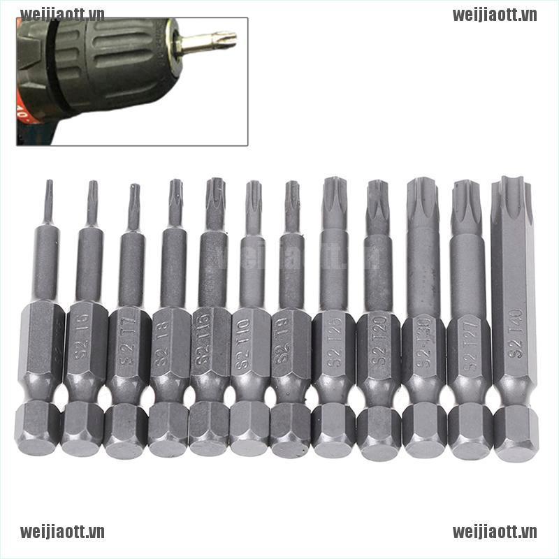 BITS Bộ 12 Tuốc Nơ Vít Torx T5-40 1 / 4 "