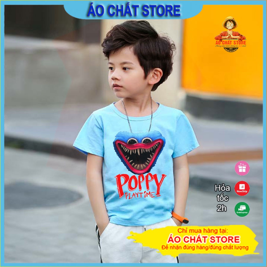 Áo Thun Trẻ Em Poppy Playtime Huggy Wuggy Cho Bé Trai Bé Gái Màu Trắng Siêu Đẹp PP10 | Áo Chất Store