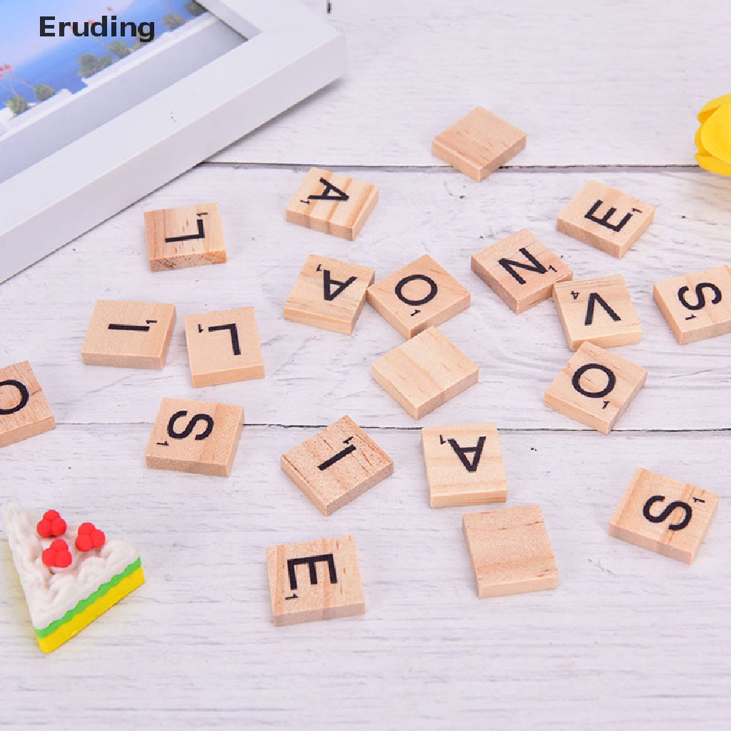 [Eruding] 100 Miếng Gỗ Xếp Hình Chữ Cái Và Số Màu Đen