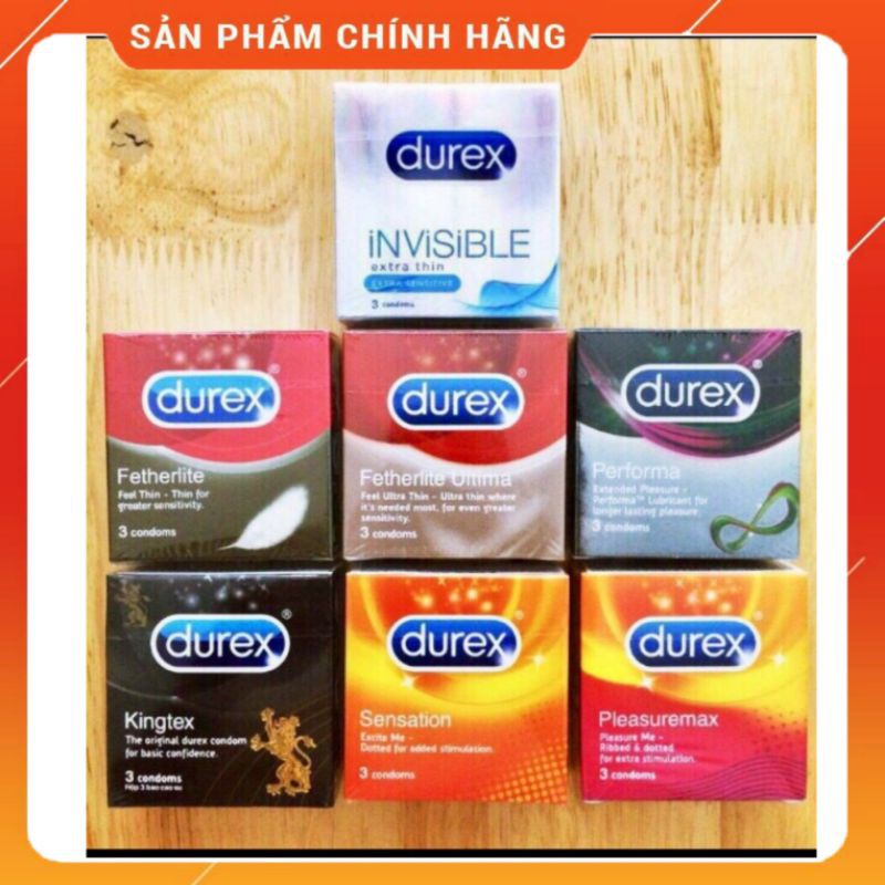 [CHE TÊN] HỘP 3 cái bao cao su Durex Pleasuremax hạt nổi 56mm