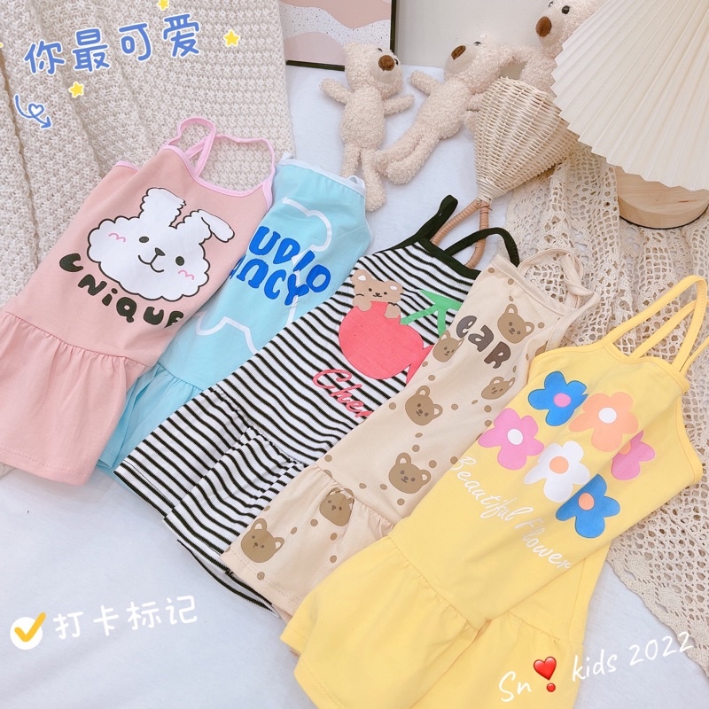 [VÁY BÉ GÁI] Váy 2 dây hở lưng 5 màu cưng xỉu cho bé gái