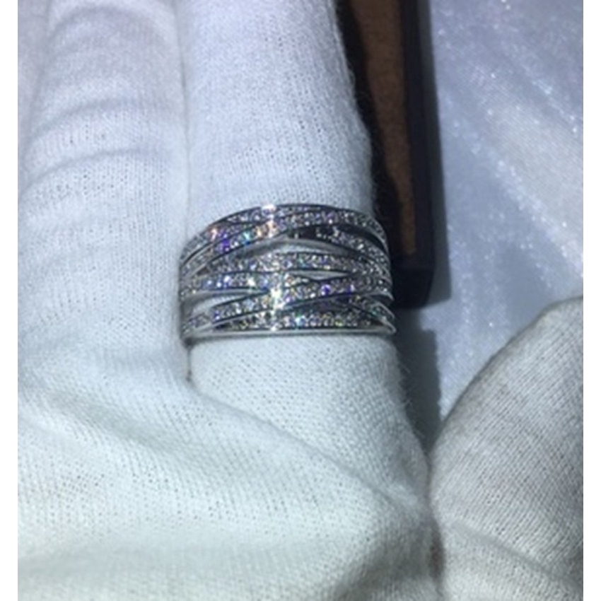 Nhẫn mạ bạc đính đá thiết kế sang trọng thời trang cho nữ