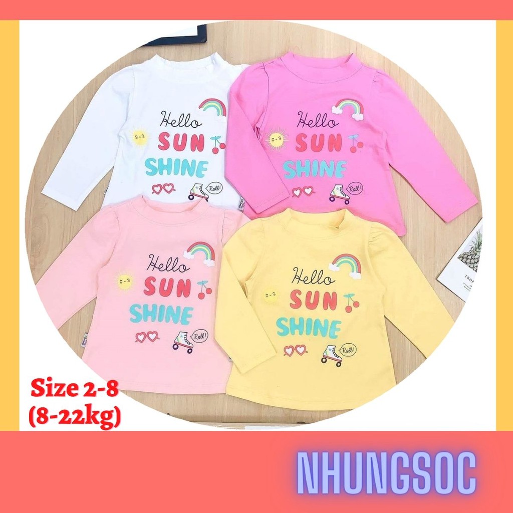 8-22kg Áo thu cổ 2 phân Hello Sunshine cho bé gái HÀNG CỰC ĐẸP