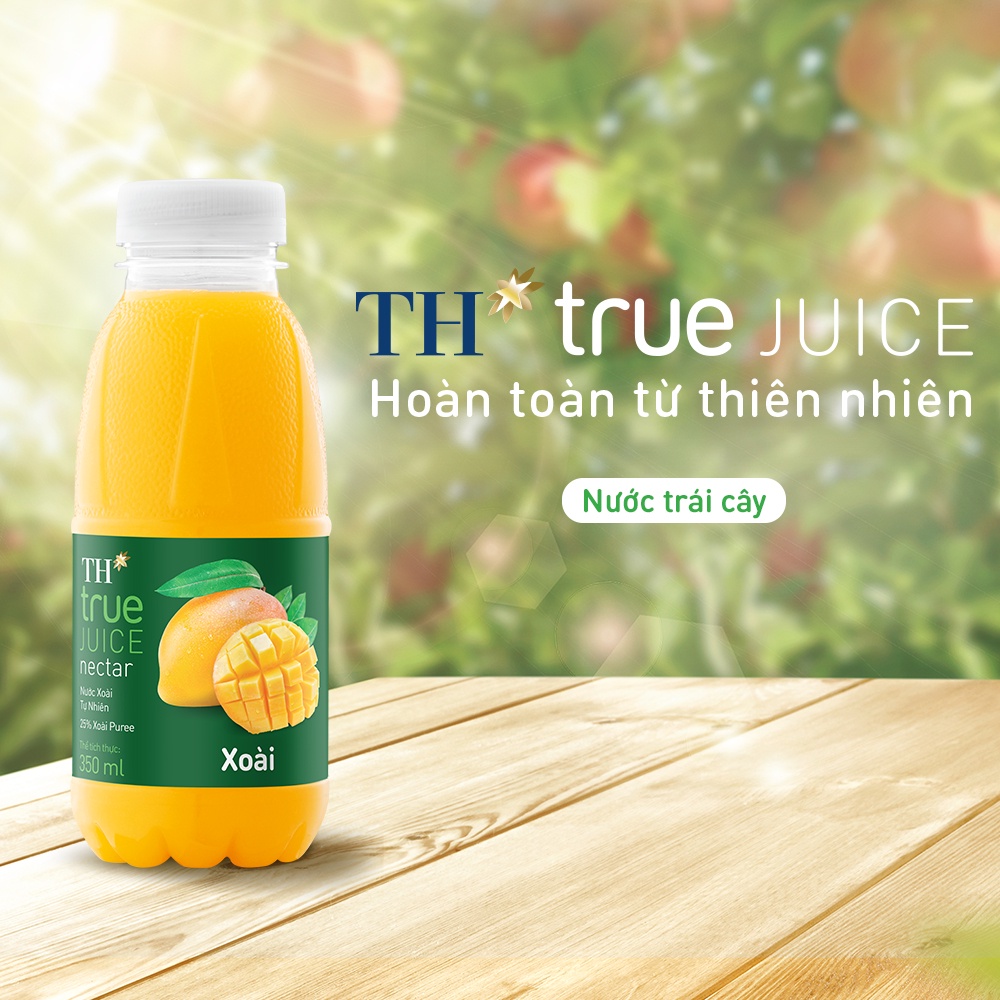 Thùng 24 chai nước trái cây xoài tự nhiên TH True Juice 350ml (350ml x 24)