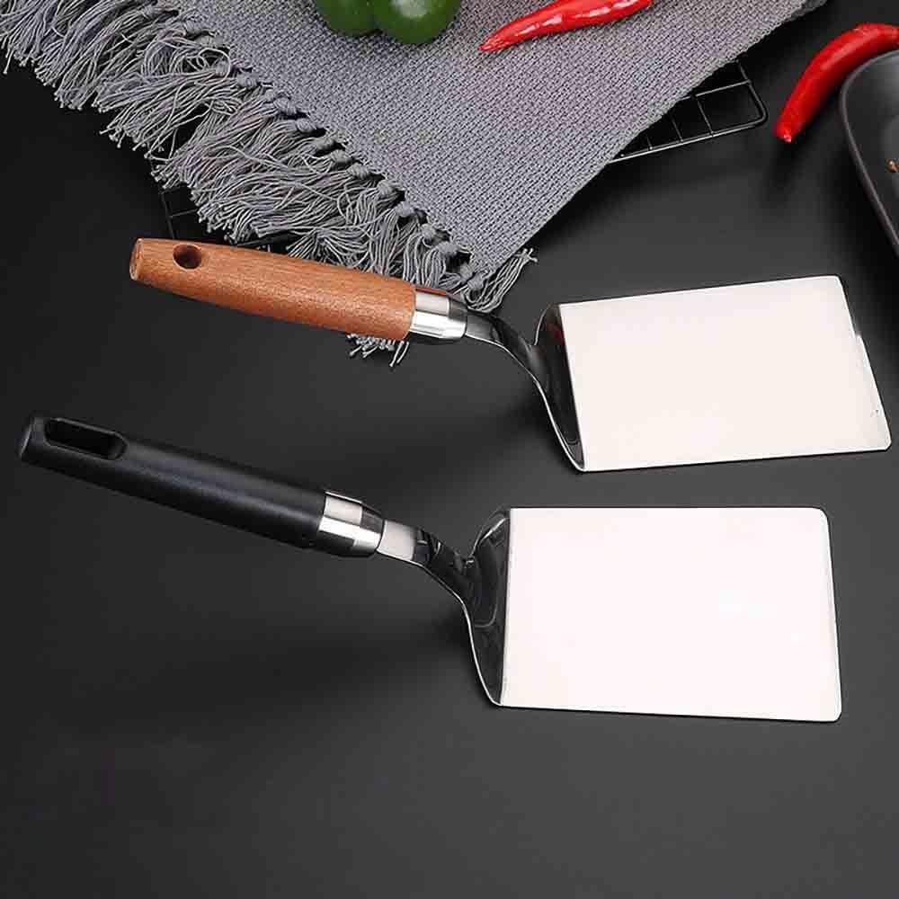 1 Xẻng Chiên Thức Ăn Bằng Thép Không Gỉ Tay Cầm Bằng Gỗ