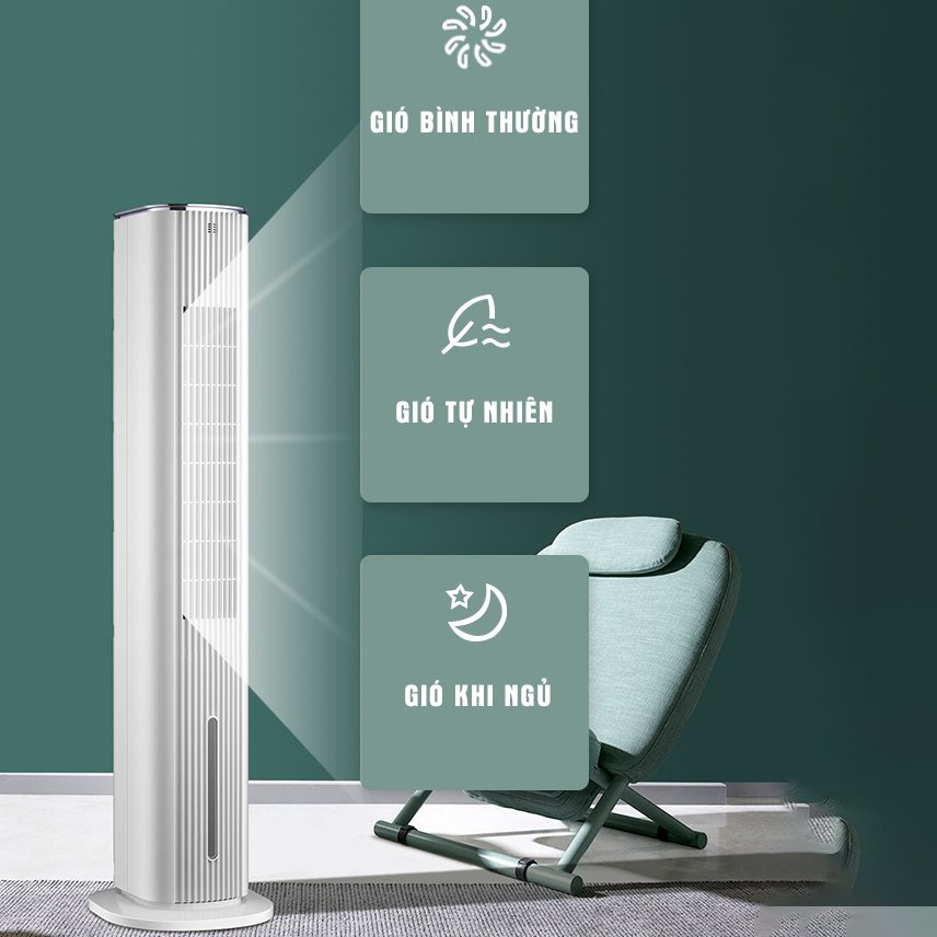 Quạt điều hòa hơi nước BL-SD3 HYUNDAI , quạt cây cảm ứng, điều khiển từ xa - TẶNG 2 CHAI ĐÁ KHÔ