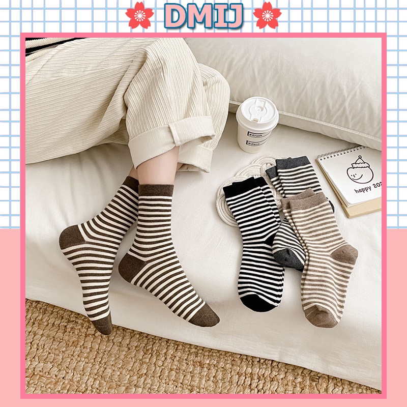 Tất nữ cổ cao họa tiết kẻ ngang nhiều màu vớ nữ cổ cao đáng yêu