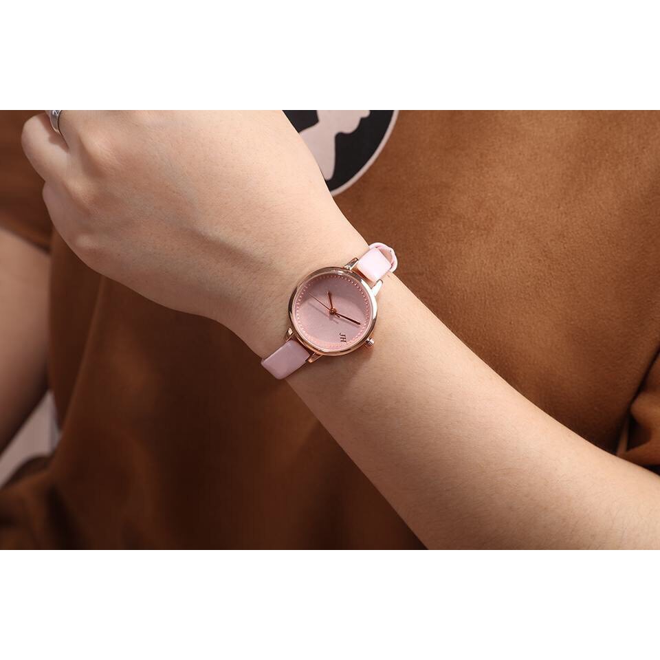 Đồng hồ thời trang nữ Jeams&amp; Hazel dây da MS03 mặt mạ tĩnh điện mẫu siêu hot SC06885