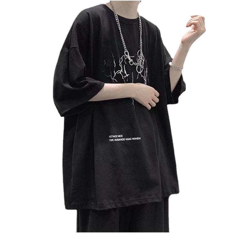 Áo Thun Cổ Tròn Dáng Rộng In Chữ Phong Cách Hàn Quốc Thời Trang Mùa Hè Cho Nam