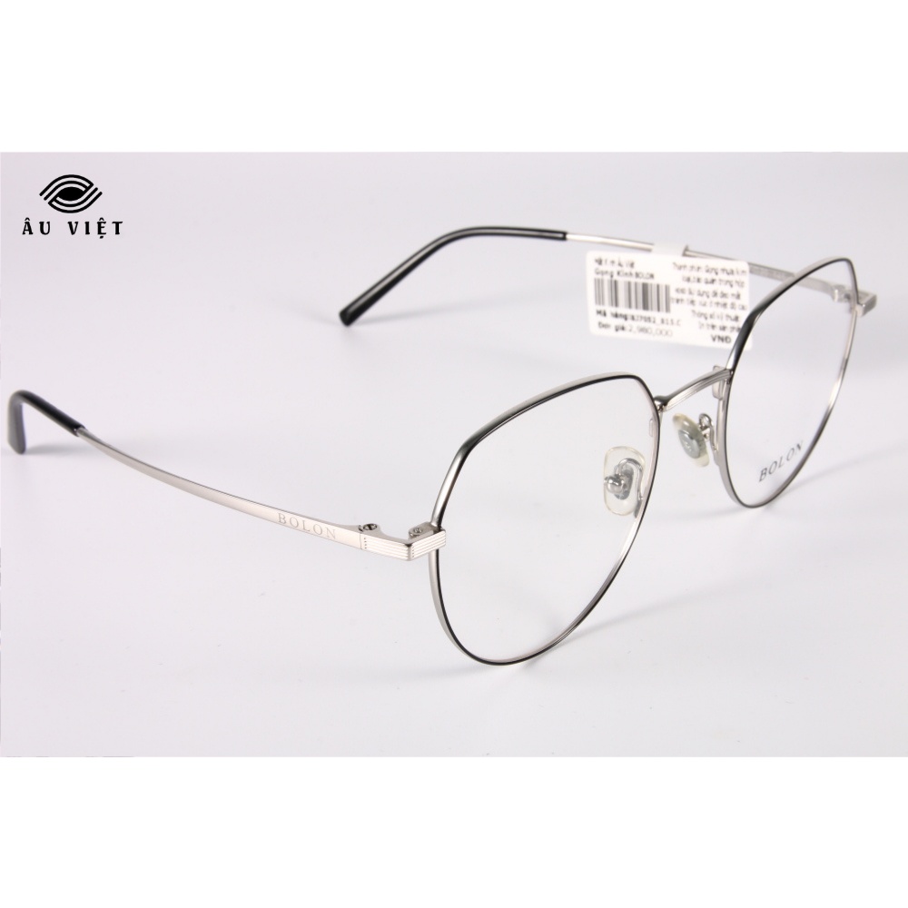 Gọng kính BOLON BJ-7052 màu bạc viền đen Full box