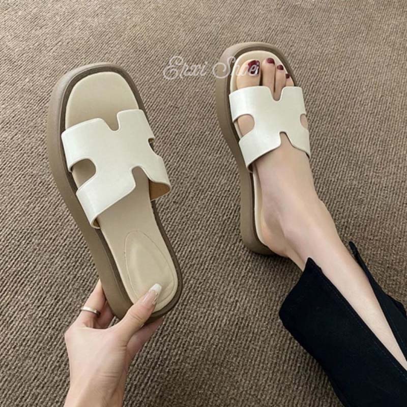 Oeggeo shop Dép Xỏ Ngón Đế Dày Hình Chữ H Mùa Hè Cho Nữ