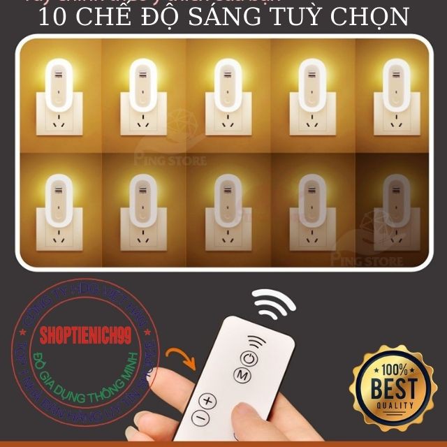 Đèn Ngủ Thông Minh Có Điều Khiển Từ Xa Có Hẹn Giờ Với 10 Chế Độ Sáng Phù Hợp Kèm Đế Sạc Dùng Cho Các Loại Điện Thoại.