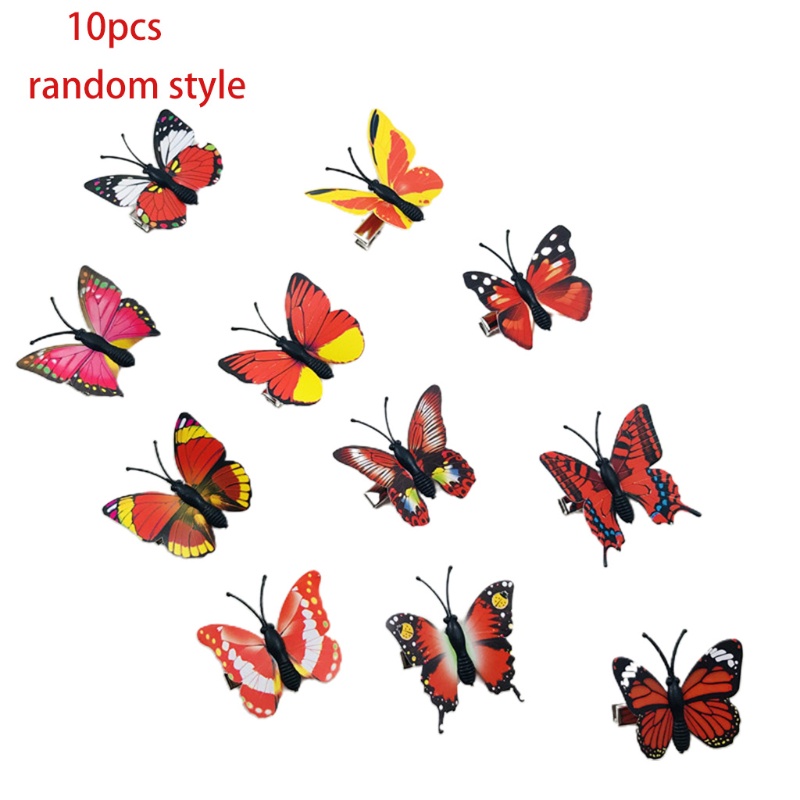 Set 10 Kẹp Tóc Hình Bướm 3D Bằng Kim Loại Nhiều Màu Sắc Dành Cho Cô Dâu