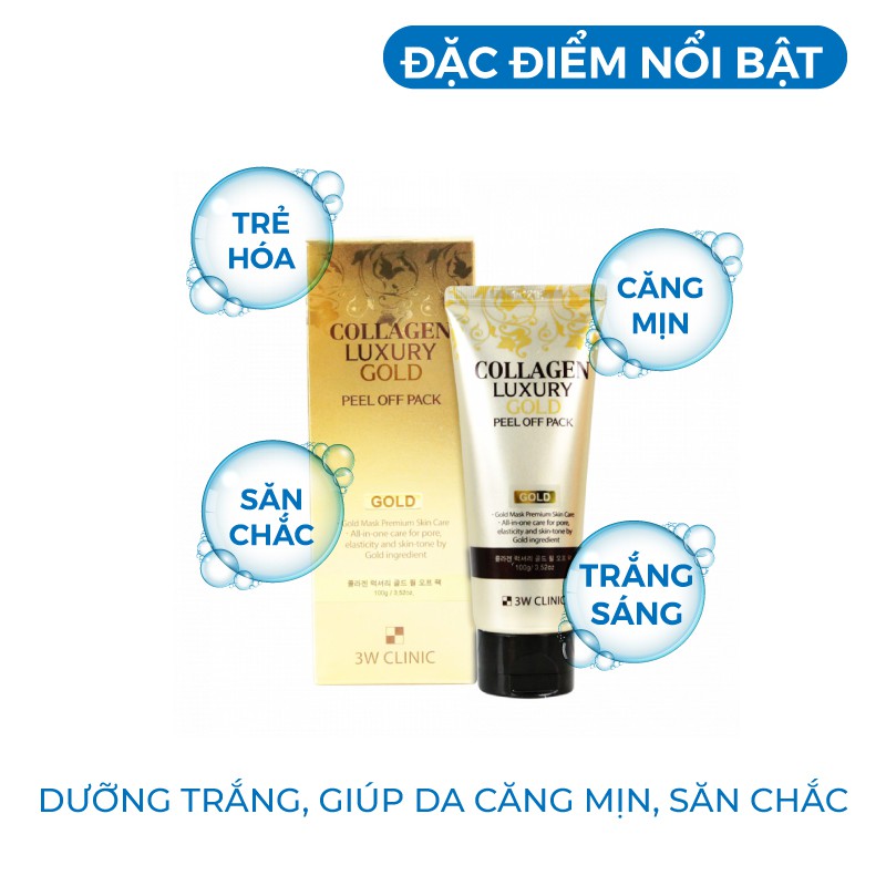 Mặt nạ lột dưỡng trắng da giảm mụn tinh chất vàng 24K 3W CLINIC Hàn Quốc 100ml