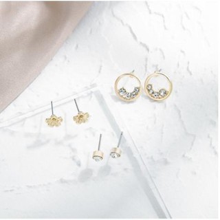 Set 3 đôi bông tai đính đá lấp lánh