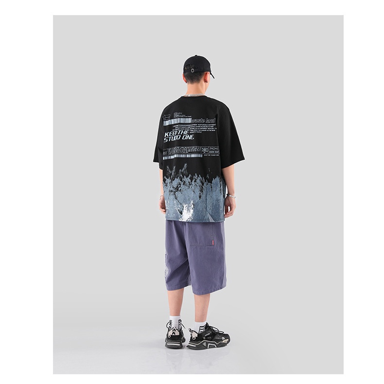 Áo Thun Tay Ngắn Cổ Tròn plus size M-8XL Phong Cách Đường Phố Cho Nam
