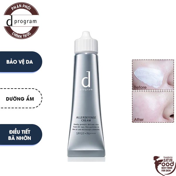 Kem Chống Nắng Bảo Vệ Da Khỏi Bụi Mịn Và Ô Nhiễm Môi Trường D Program Allerdefense Cream SPF37 PA+++ 35g