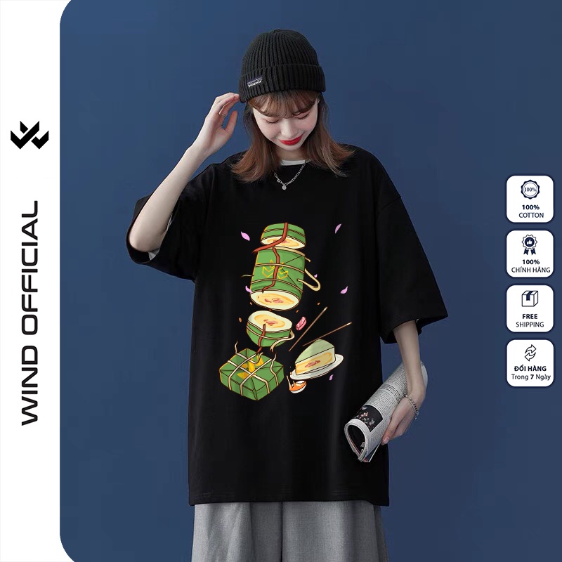 Áo thun tay lỡ unisex WIND 100% cotton phông form rộng nam nữ Bánh Chưng oversize ulzzang