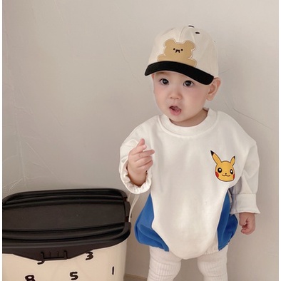 Mũ lưỡi trai da chống nắng họa tiết gấu dễ thương cho bé tùy chọn màu sắc