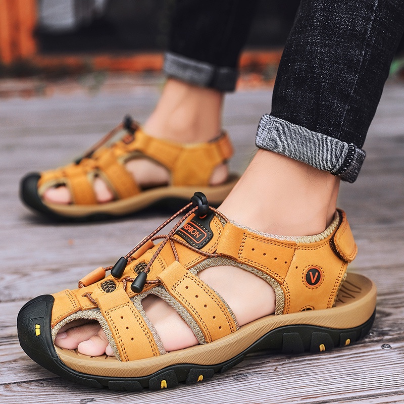 Giày Sandal Da Bò Thật Thời Trang Hè Cho Nam
