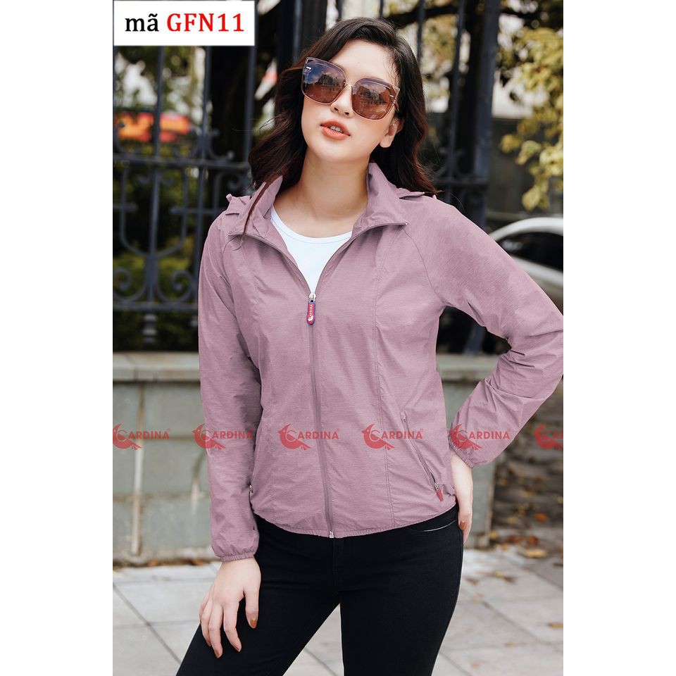 Áo Gió Nữ 2 Lớp Lót Lưới CARDINA Cản Gió Chống Nước - Kèm Túi Đựng Siêu Gọn Nhẹ