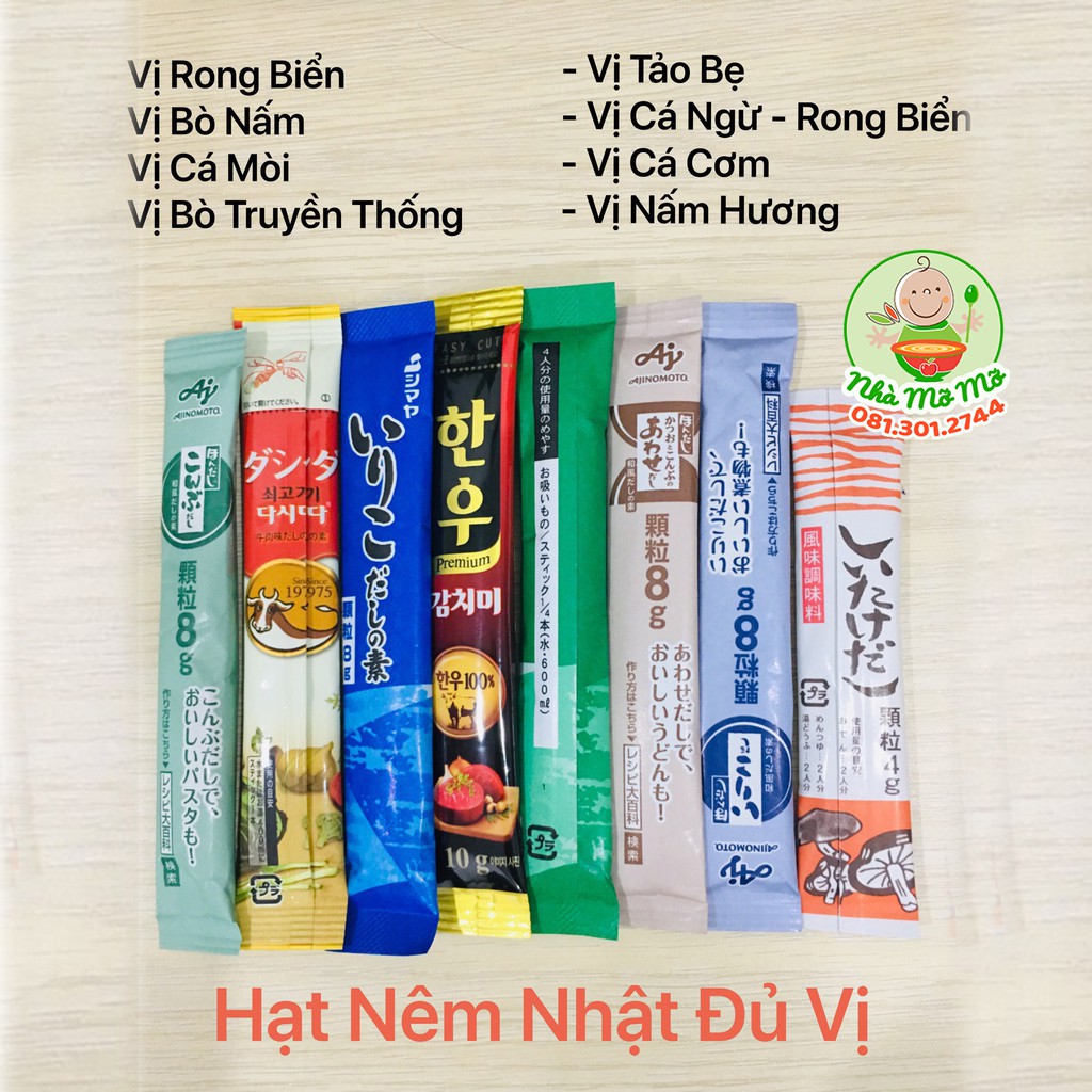 Hạt nêm Nhật Ajinomoto - Nêm rong biển - Nêm Cá thu - Nêm Bò Desang- Nêm Tảo bẹ - Nêm Nấm CJ - Nêm Cá Cơm - Nhà Mỡ Mỡ