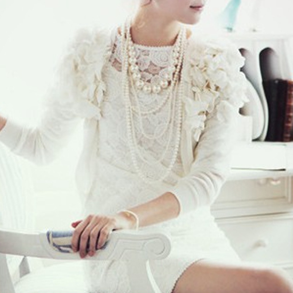 Dây chuyền dáng dài kiểu chuỗi hạt trang trí áo sweater đơn giản thời trang cho đám cưới