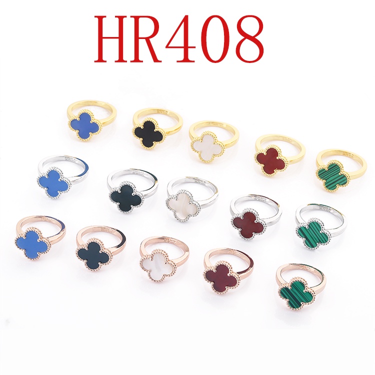 Nhẫn Hình Cỏ Bốn Lá Đơn Giản Nhiều Màu Sắc Phong Cách Mới