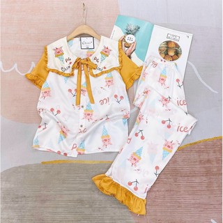 FREESHIP-Bộ đồ ngủ((đồ ngủ pizama//đồ ngủ satin//bộ ngủ satin//bộ đồ ngủ pizama))