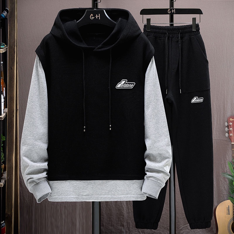 Bộ Nỉ Nam Thu Đông Áo Hoodie Kiểu Dáng Gile Phối Tay Dài Kèm Quần Jogger Thời Trang Zenkonu QA NAM 130