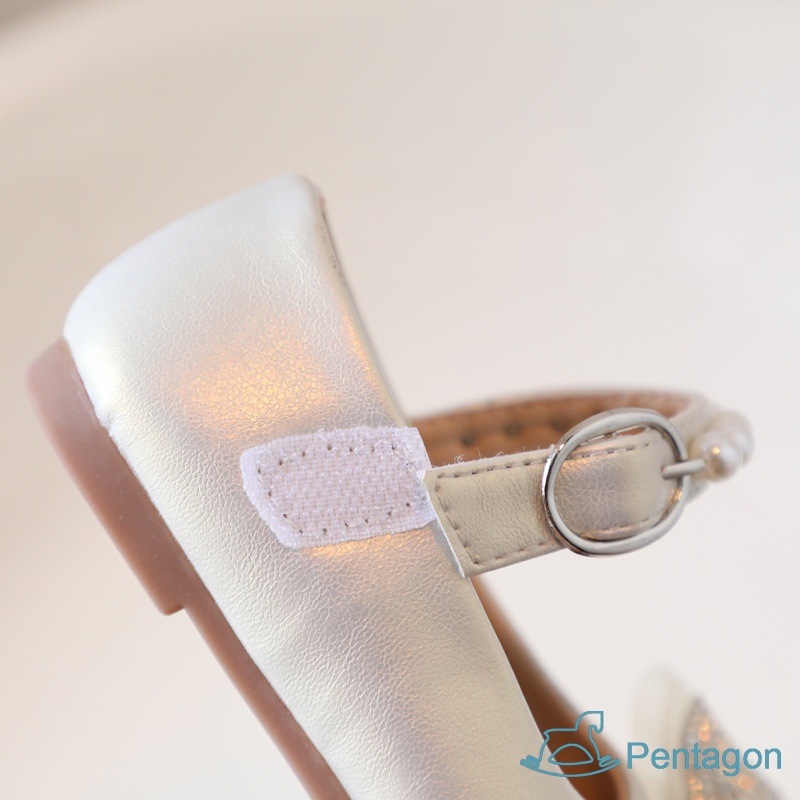 Xăng đan Đế Mềm Chống Trượt Đính Nơ Ngọc Trai Thời Trang Xuân Thu Phong Cách Hàn Quốc Cho Bé Gái