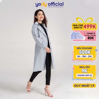 Áo măng tô Yody nữ vai chờm cổ đức dựng MTN3020