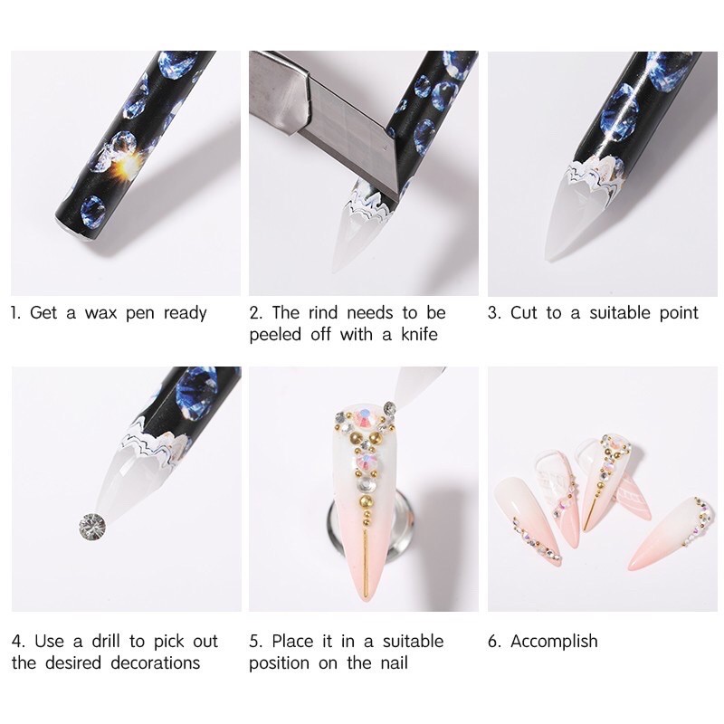 Bút sáp đính đá nail làm móng nghệ thuật, siêu dính