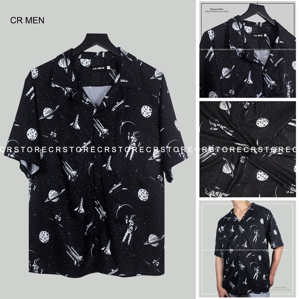 Áo Sơ Mi Tay Lỡ Cổ Vest CR MEN PHI HÀNH GIA vải lụa mềm unisex nam nữ SMNT635