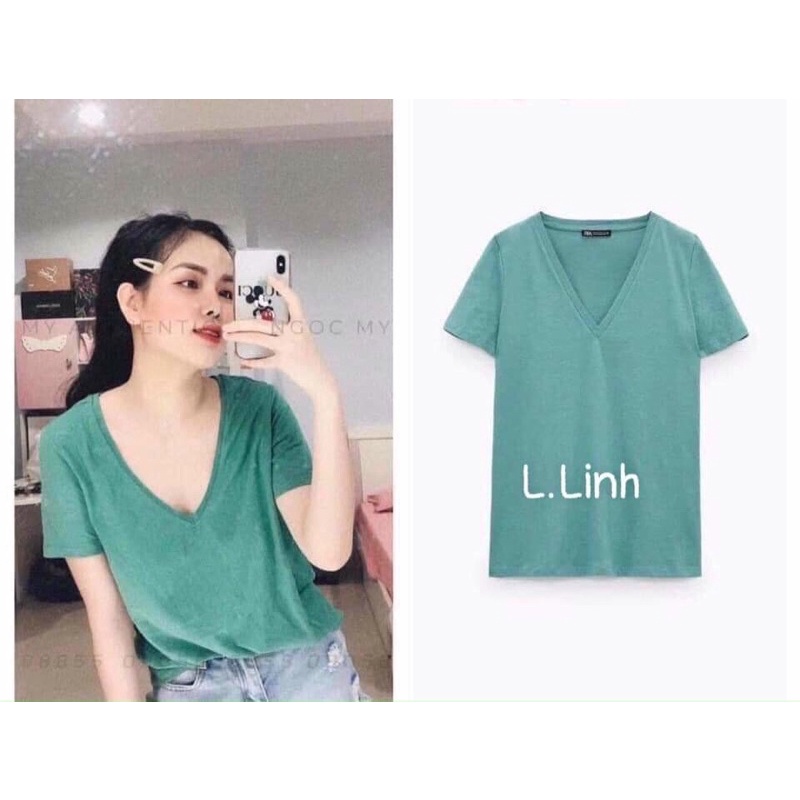 Áo thun cổ tim chất mát lạnh