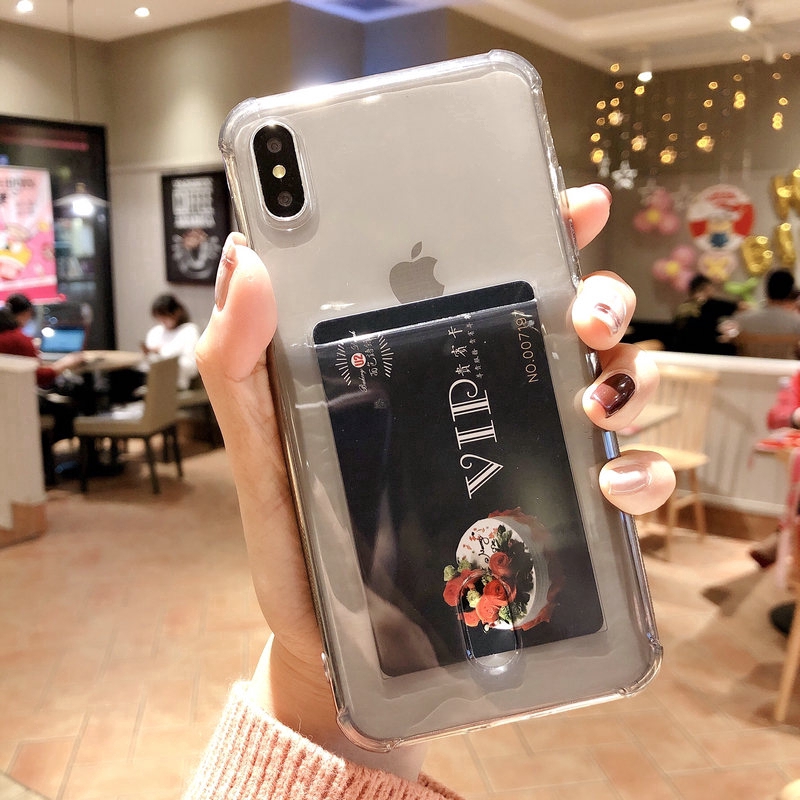 13 pro max 12 11 Ốp điện thoại mềm trong suốt có ngăn đựng thẻ tiện dụng cho IPHONE5 IPHONE 6/6S/6SP/7/8/7P/8P/X XS MAX