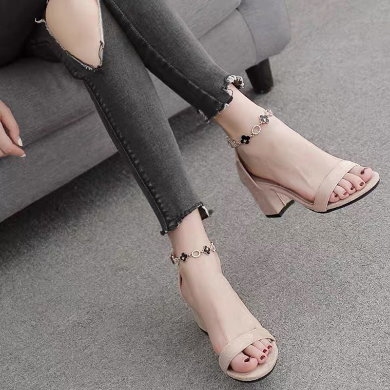 Giày SanDal Cao Gót 5 Phân Da Lộn Quai Mảnh Viền Đá 63446_151447