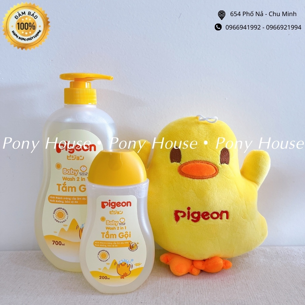 Sữa Tắm Gội Pigeon 700ml 2in1 (Kèm Quà) Dịu Nhẹ An Toàn Cho Bé Từ Sơ Sinh Mẫu Mới Chiết Xuất Hoa hướng dương / Jojoba