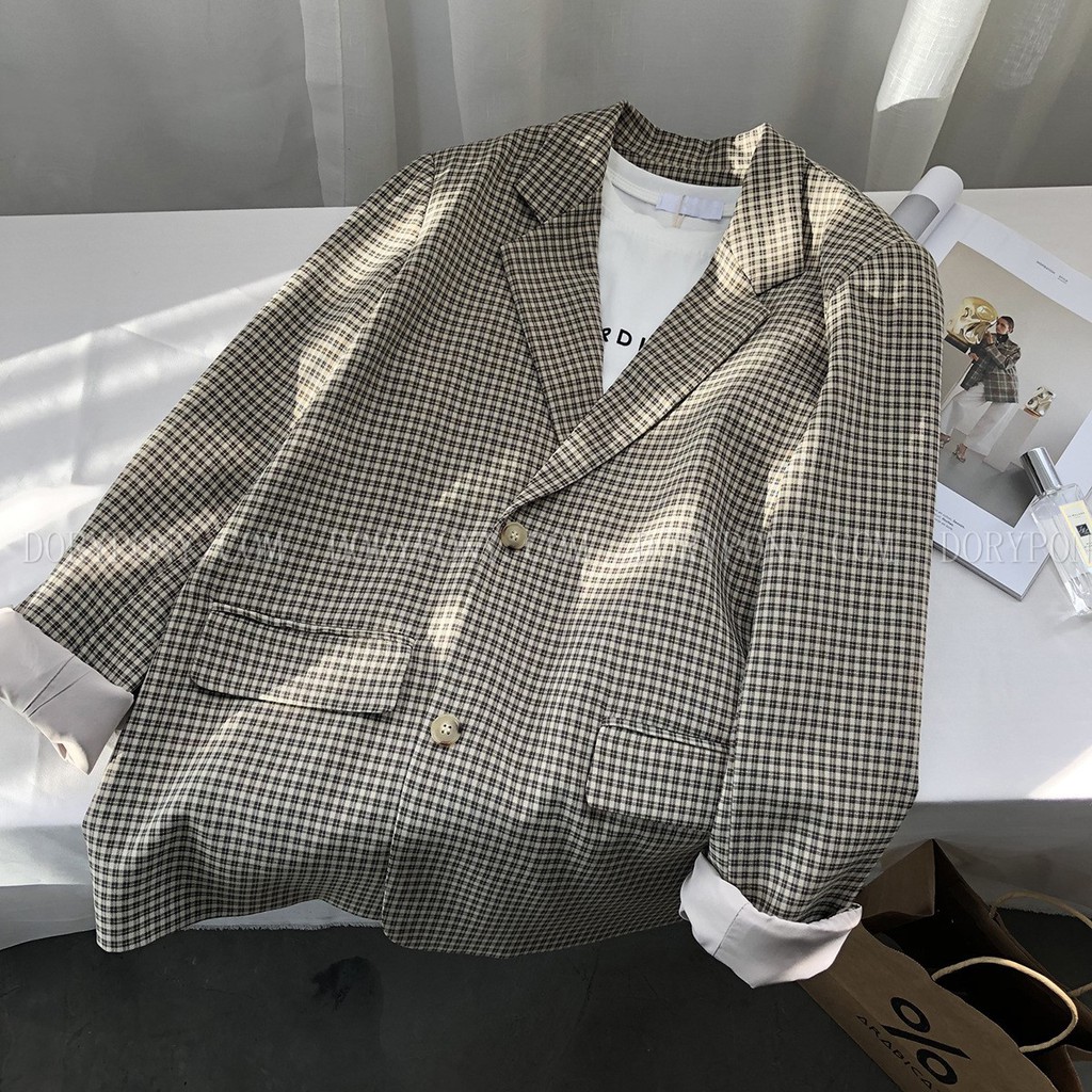 - ÁO KHOÁC BLAZER KẺ SỌC DORYPONY DIANN Phong Cách Hàn Quốc – AK118 (Nhập Cao Cấp)