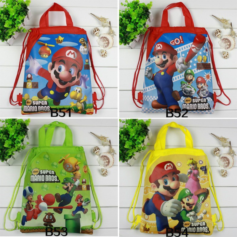 Balo dây rút vải không dệt họa tiết Super Mario chất lượng cao 27x33cm