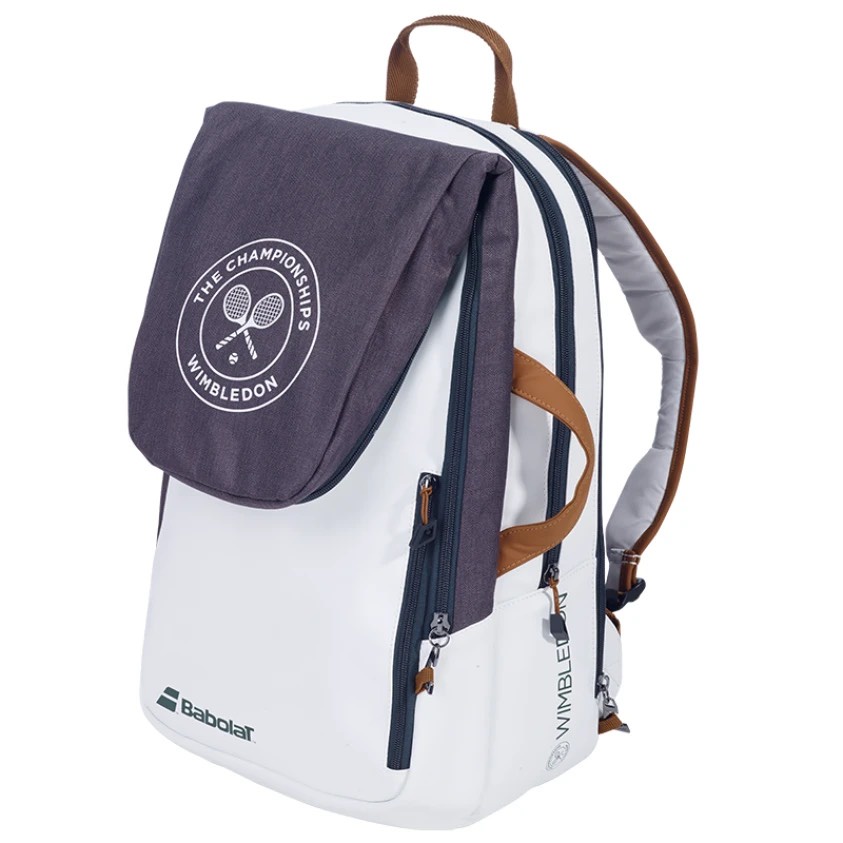 Balo tennis Babolat BackPack Pure Wimbledon màu trắng ghi ngăn gập