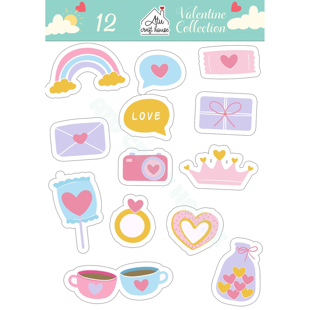 LOVE - Sticker cắt rời (nhiều mẫu) - Sticker die-cut - Nguyên liệu làm Scrapbook Handmade