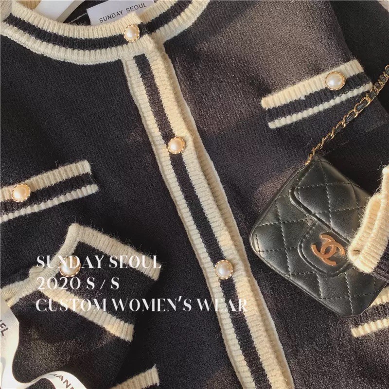 Áo khoác cardigan len cúc ngọc phong cách coco Sunday Seoul | BigBuy360 - bigbuy360.vn